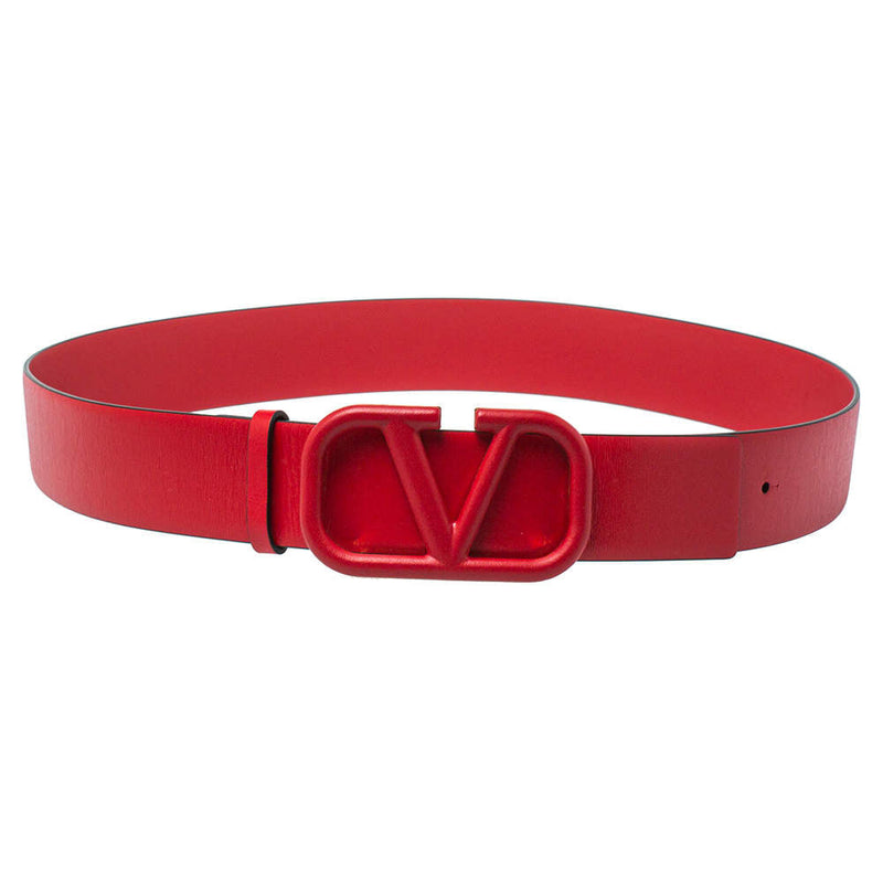 Valentino Belt | Red Leather VLOGO