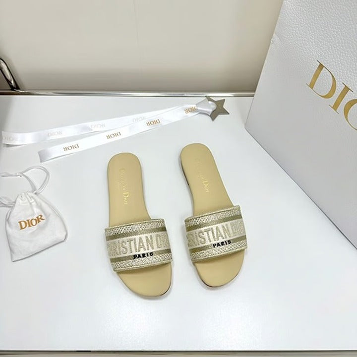 Women's Pearl Accent Flat Slide Sandals