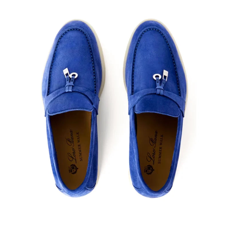 Loro Piana Women's Loafers |  Summer Charms Walk Blue