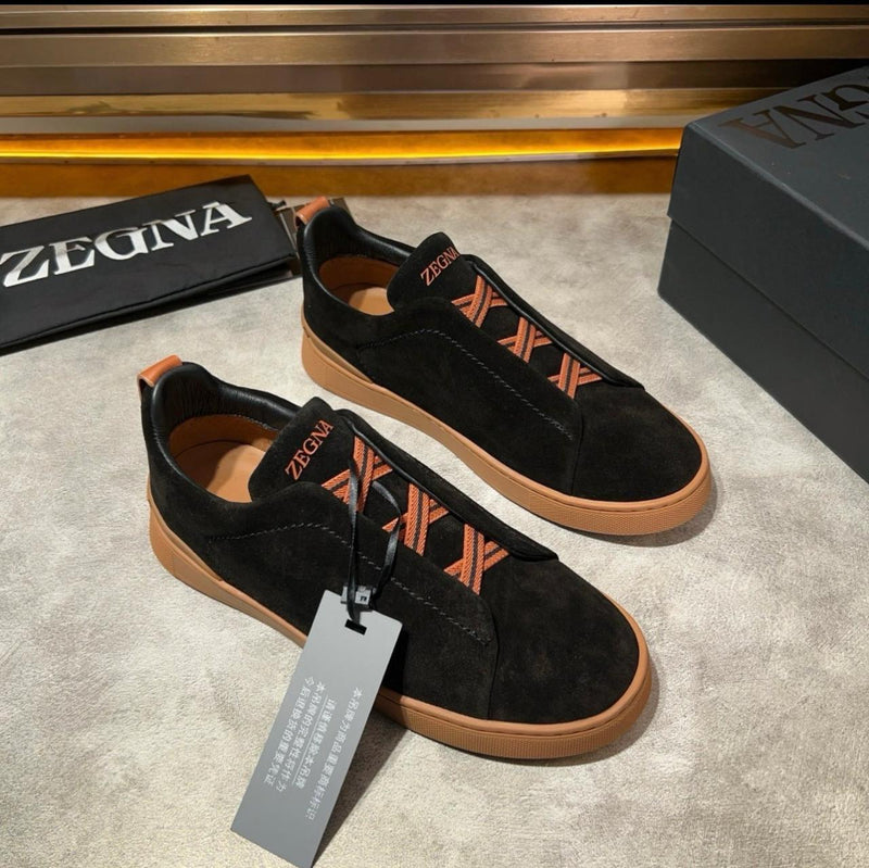 Zegna Loafers | Premium Luxury Tripple Stitch Black Suede
