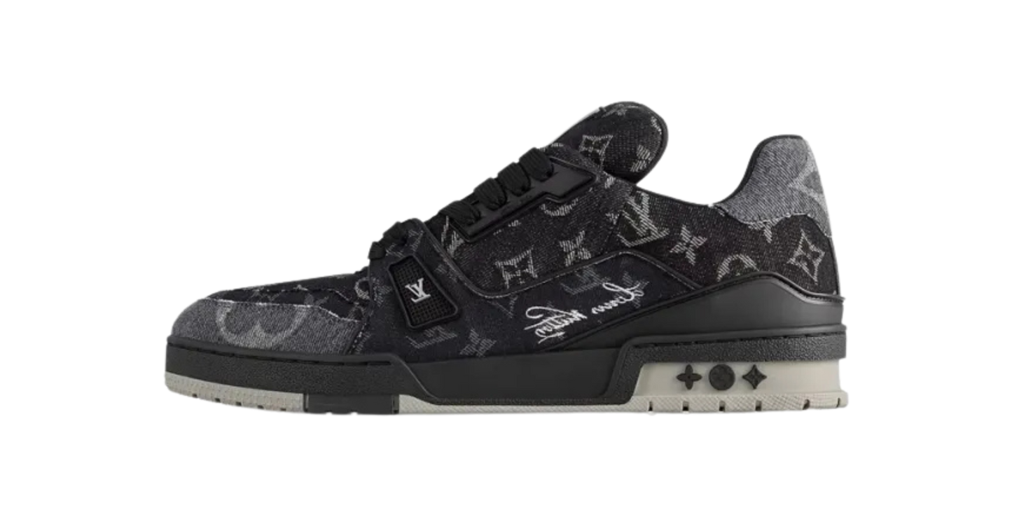 Louis Vuitton Trainer Black Grey Denim Monogram