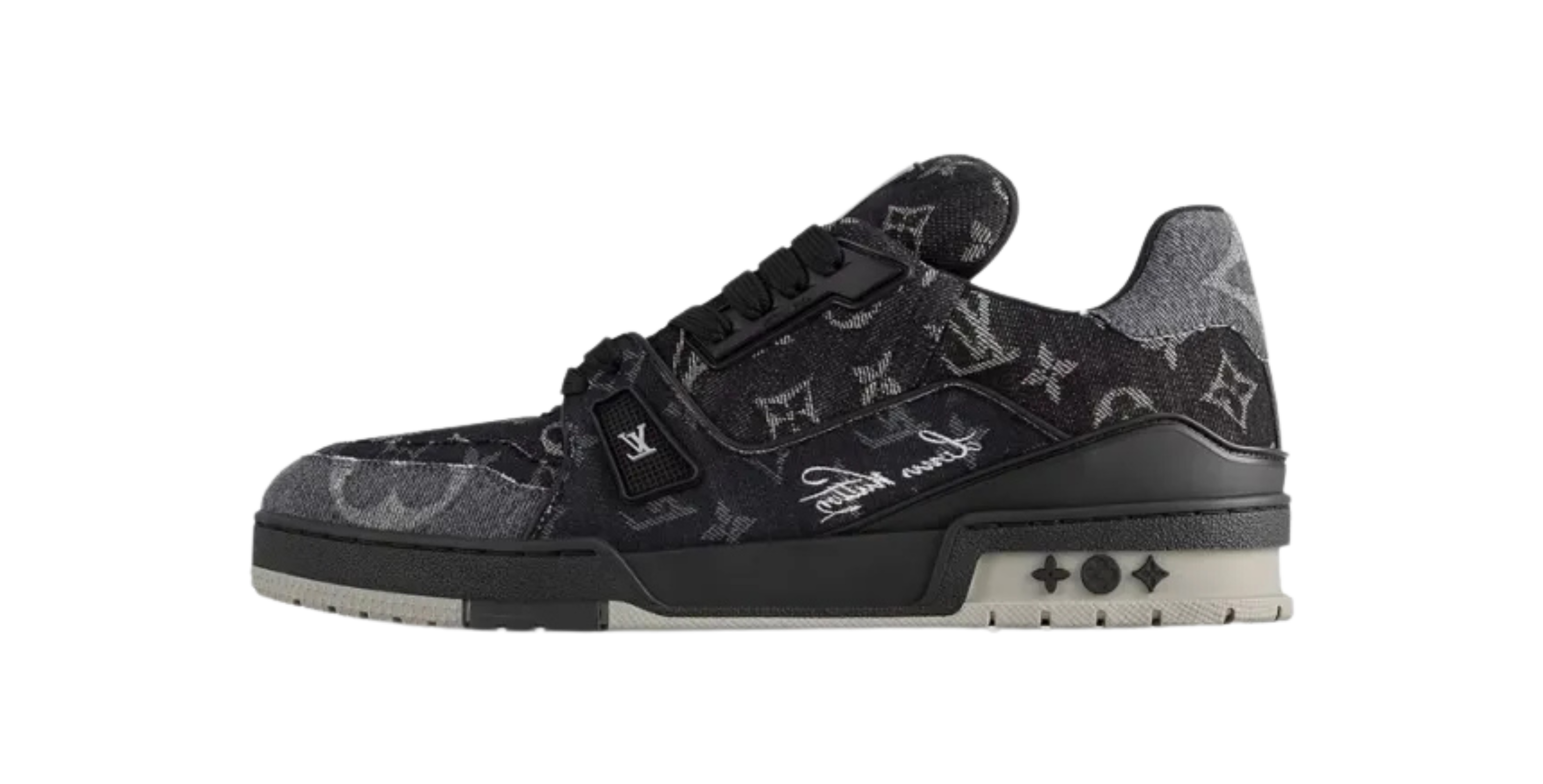 Louis Vuitton Trainer Black Grey Denim Monogram