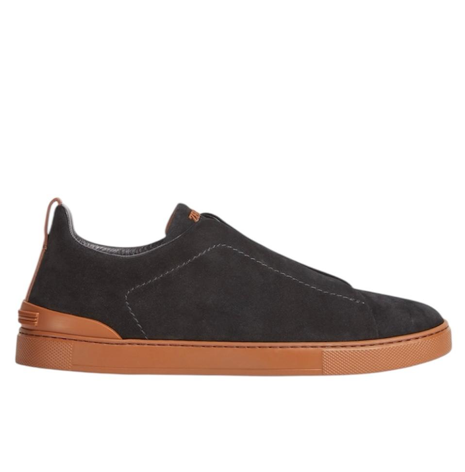 Premium Luxury Zegna Tripple Stitch Black Suede