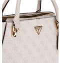 Guess | Noelle Luxury Satchel Bag In A White Logo Print Pattern