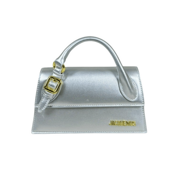 Jacquemus Bag | Le Chiquito Long Tote Bag In A Silver-tone Metallic Leather