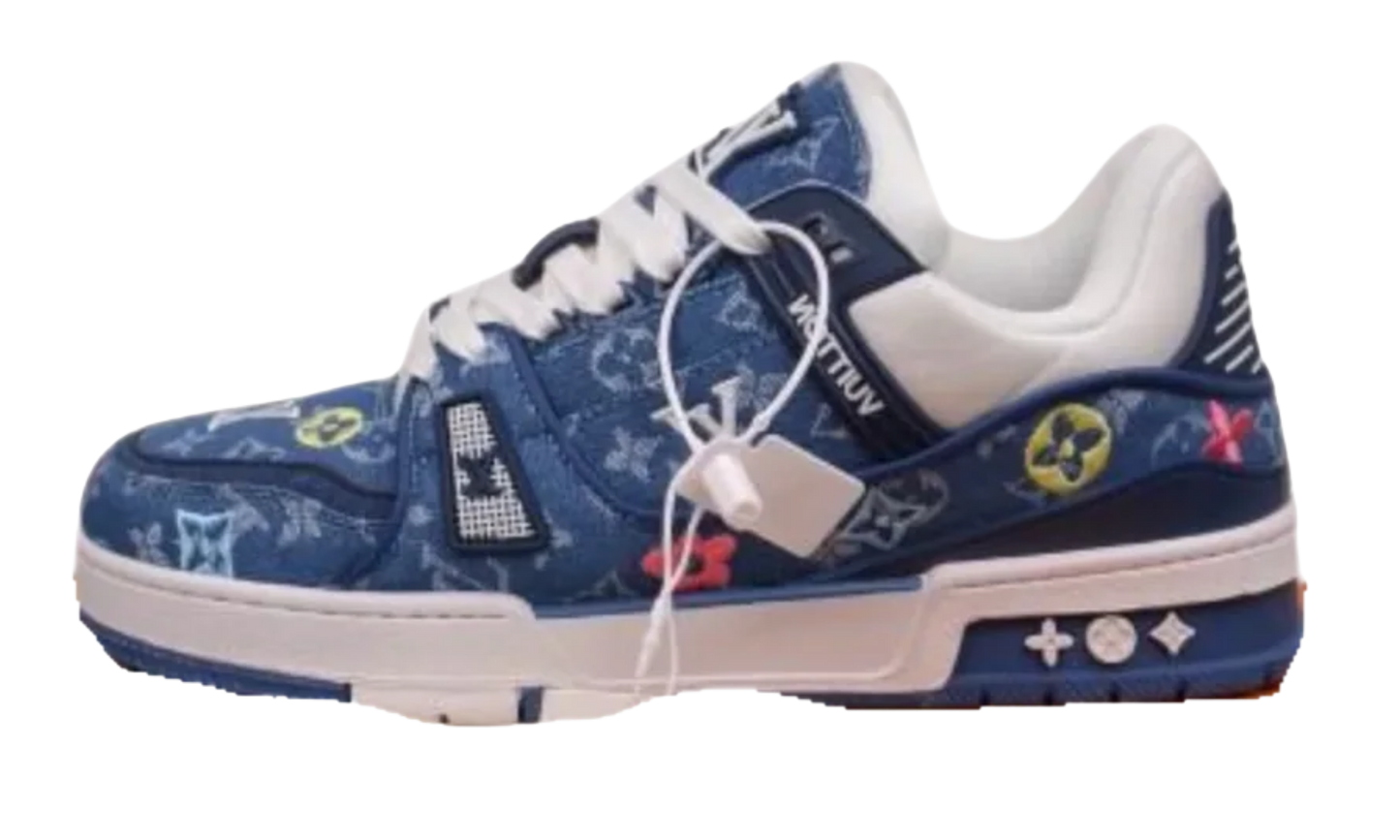 Louis Vuitton Trainer Blue Denim Embroidered