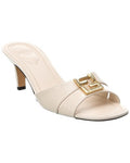 Women's Black Leather Slide Sandals