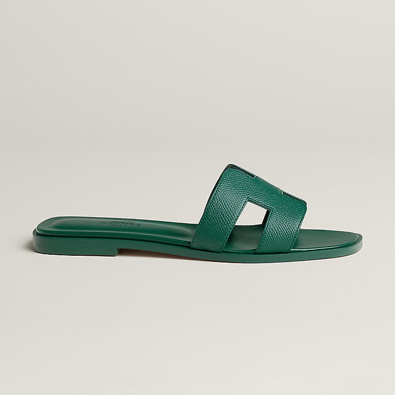 Hermès Oran Sandal Emerald Leather